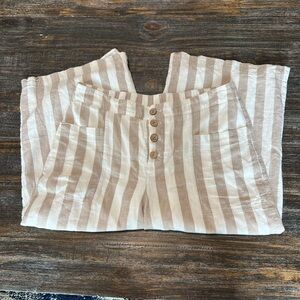 LC Lauren Conrad Cream and Brown cropped Pants